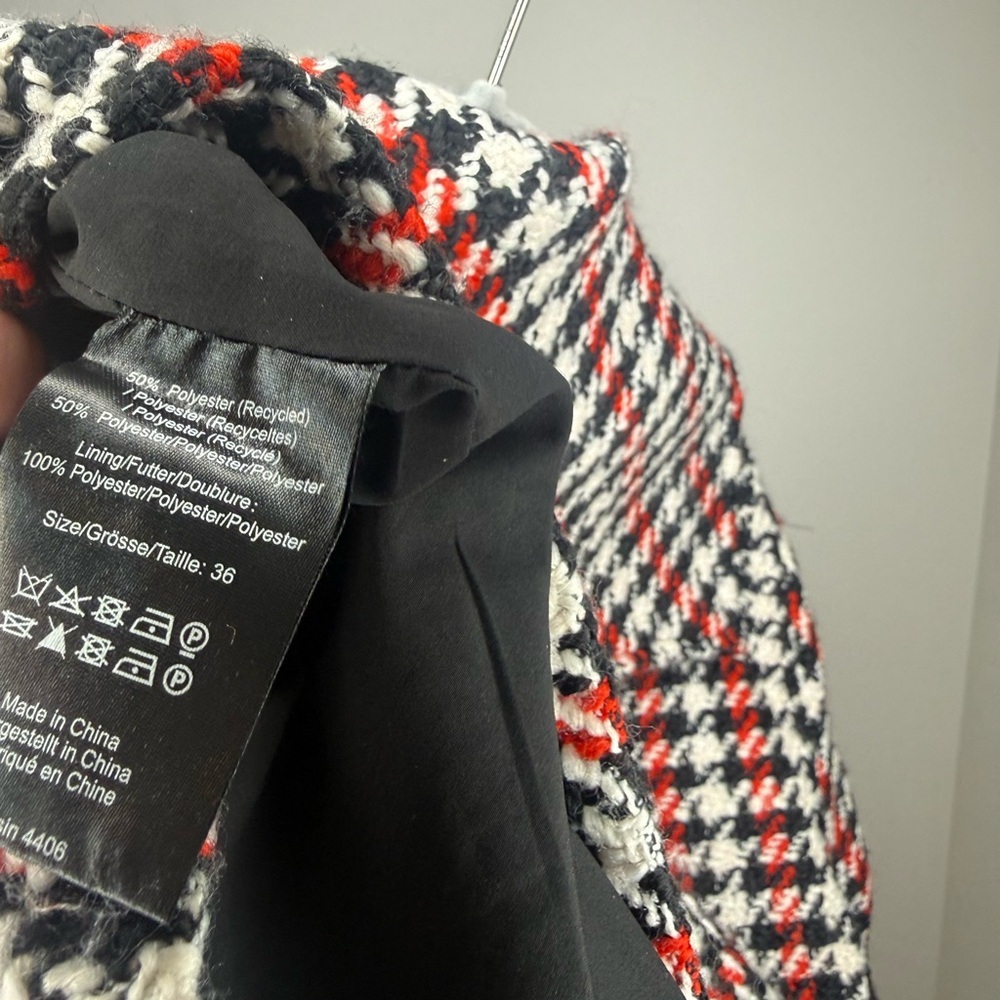 Baum und Pferdgarten jacket Bronco houndstooth check black white red tweed - Picture 7 of 7